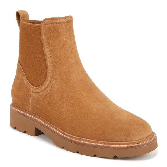 Vince rue tan Chelsea lug sole suede WATER REPELLENT boot size 7.5 / 38 NIB - Picture 13 of 16